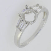 14K White Gold Semi Mount Ring Setting Oval OV 8X6mm Baguette Accent PJC20254R14 - Syzjewelry